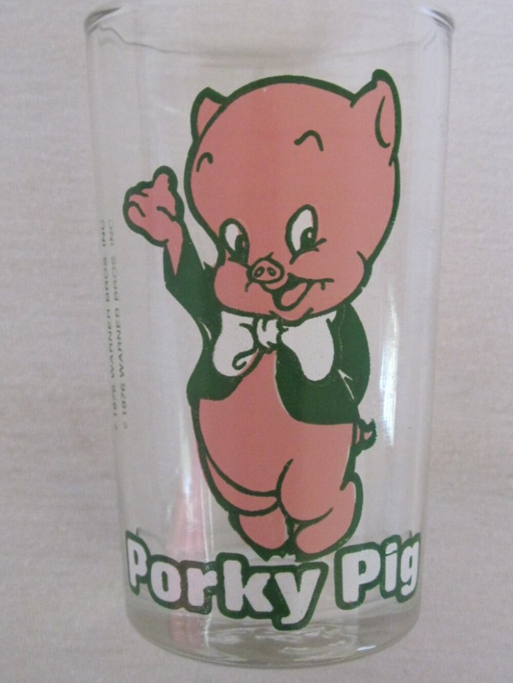 1975 4.5" Porky Pig Glass juice tumbler